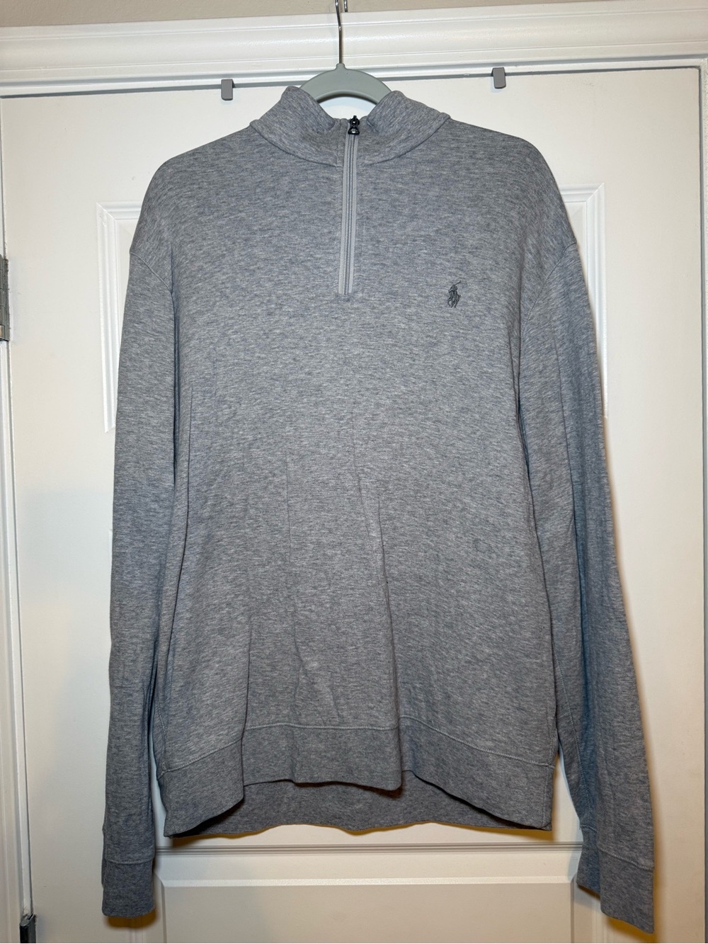 Polo by Ralph Lauren Men’s Large Heather Gray Quarter-Zip Mock Neck Sweater